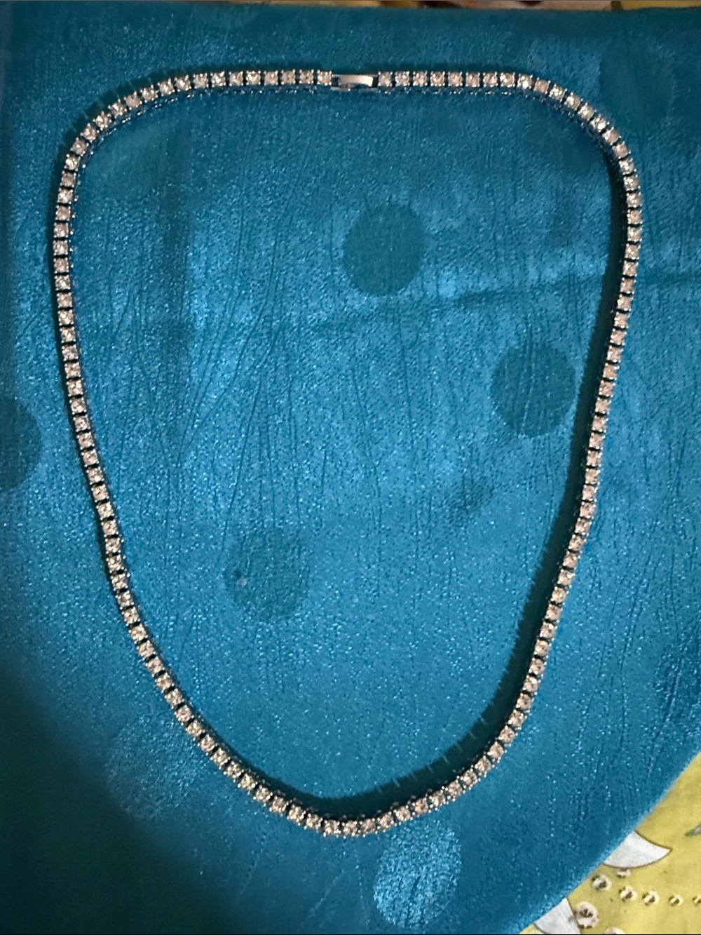 Classic long Silver-Tone Tennis Necklace with Clear Stones